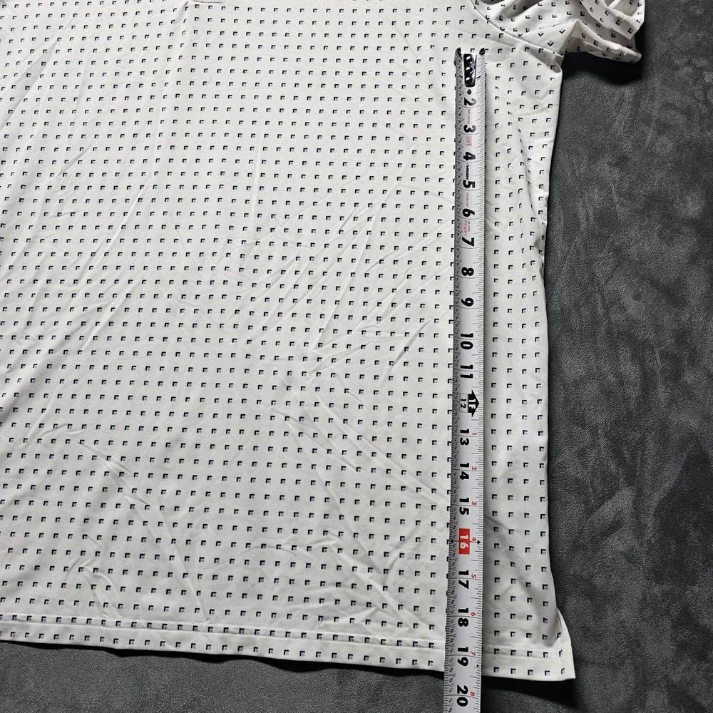Polo Ralph Lauren Performance Men's XL White Navy Blue Geometric Golf Polo Shirt